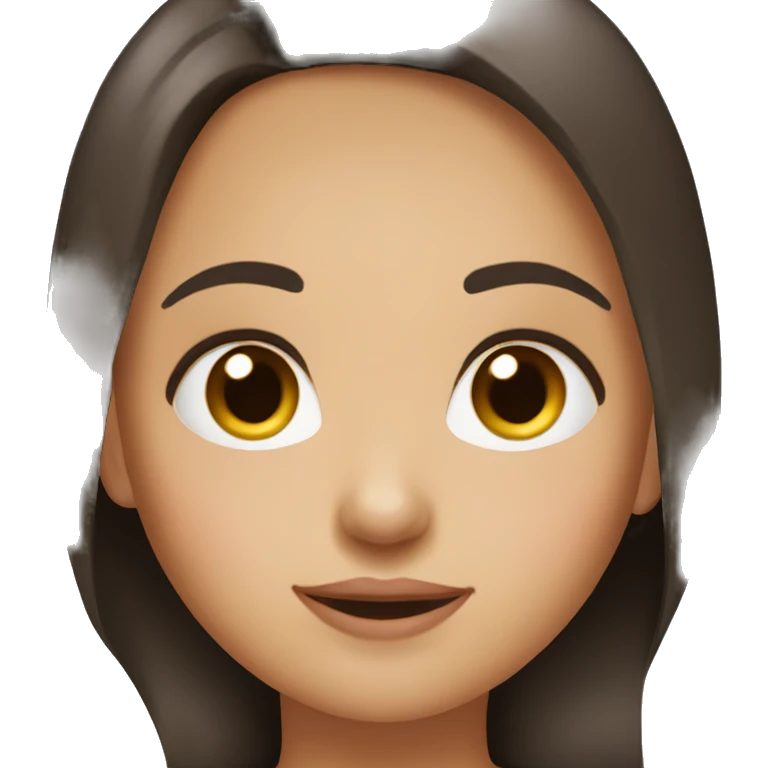 Girl with dark brown hair and brown eyes and a round face  emoji
