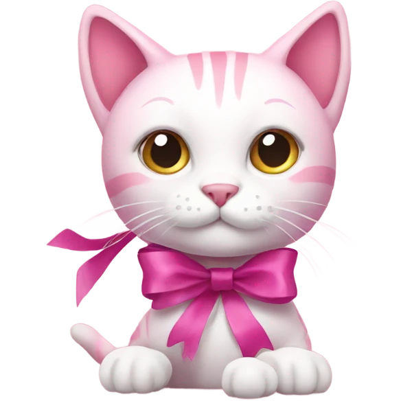 Pink cat with ribbon emoji