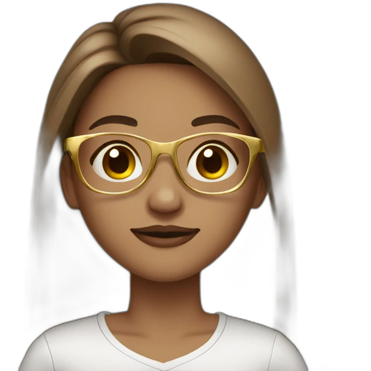 girl long brown straigh hair gold glasses emoji