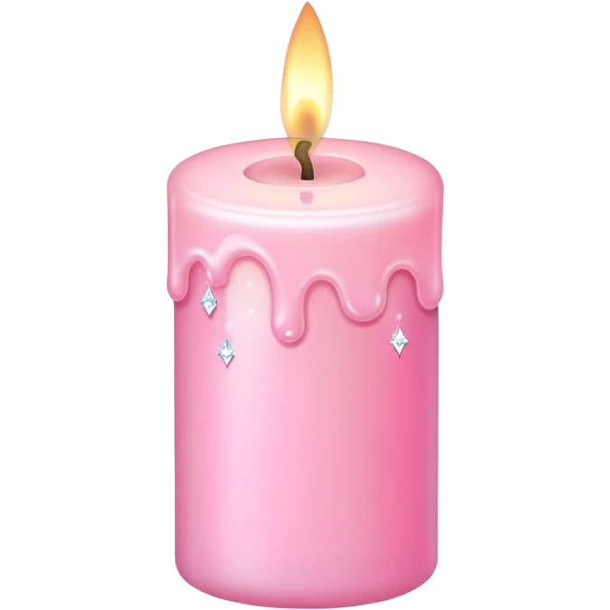 pink pastel candle with sparkles, soft and cute emoji