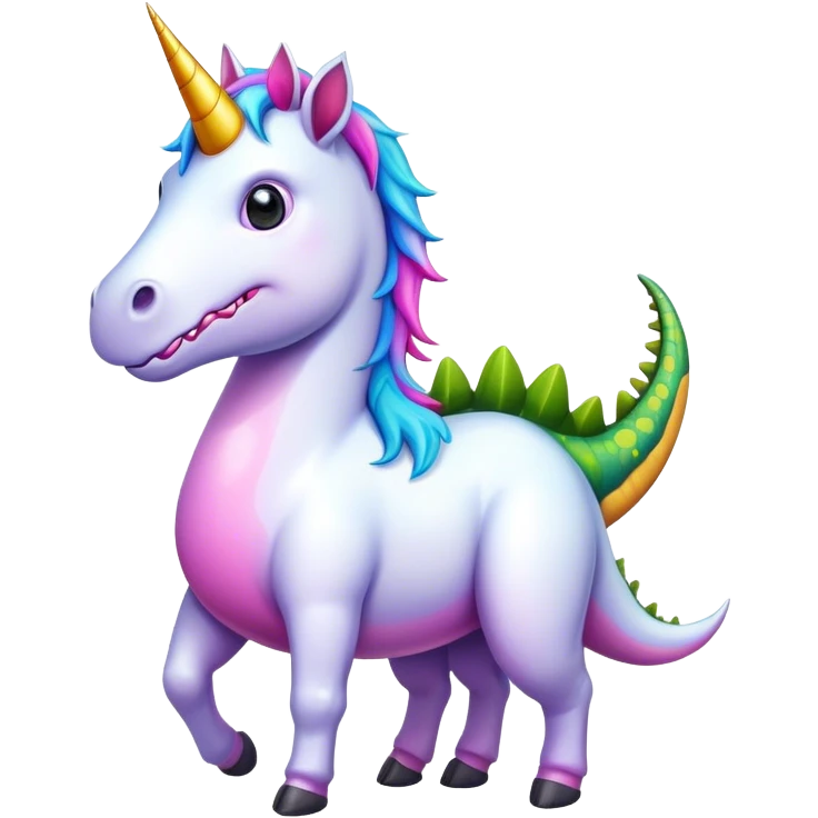 Unicorn with a dinosaur hanging out emoji