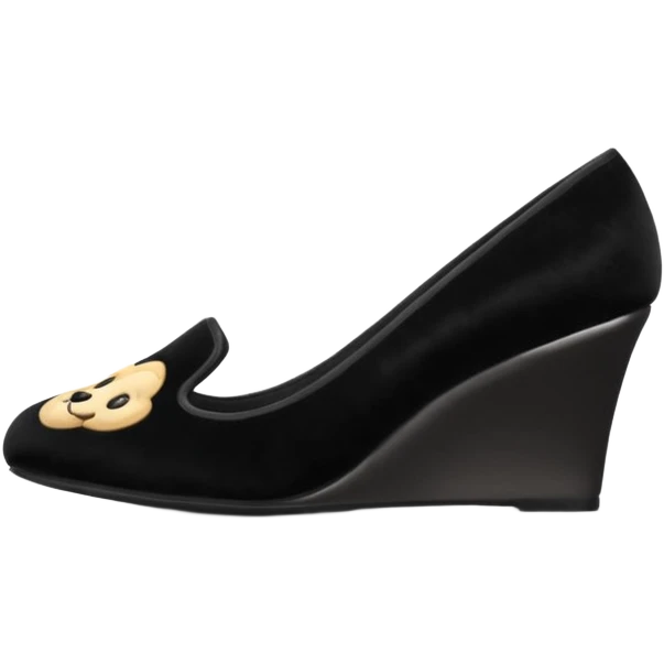 Black slippers with 3 inch wedge heels emoji
