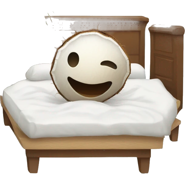 A coconut in a bed emoji