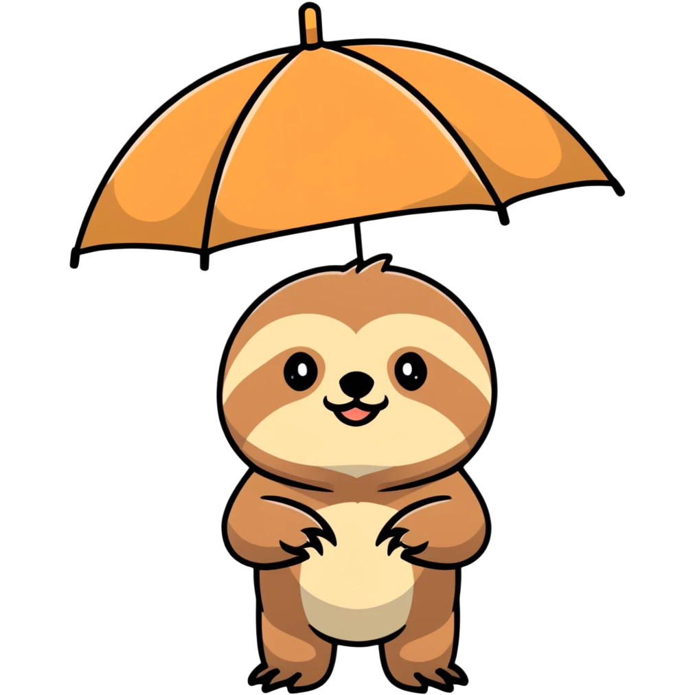 Sloth with umbrella emoji