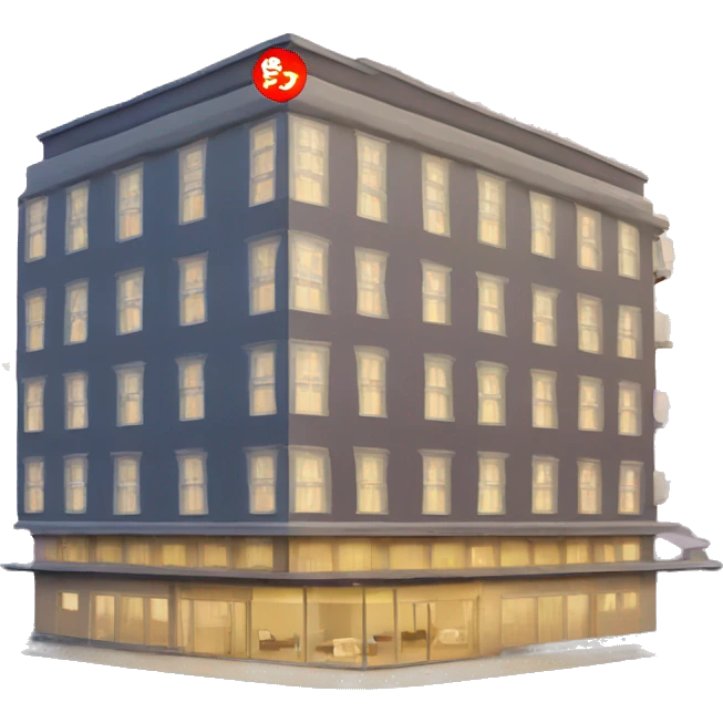 5 starts hotel building with a sign “hotel”  emoji