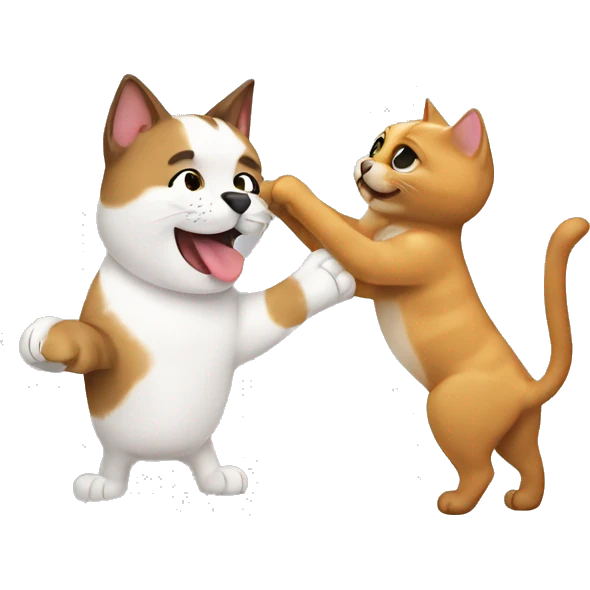 Cat high-fiving dog emoji