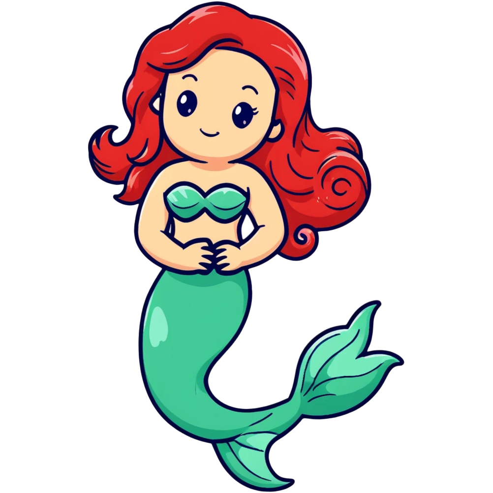 Ariel mermaid princess with red hair and green tail emoji