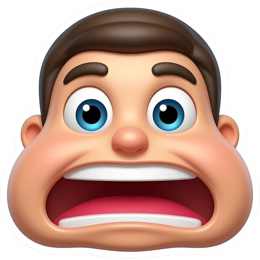 Create an original 3D emoji sticker inspired by viral internet meme reactions, exaggerated facial expression, funny dramatic mood, glossy emoji style, clean transparent background, soft shadow, high quality, no text, no watermark, not an exact copy of any famous meme or real person emoji