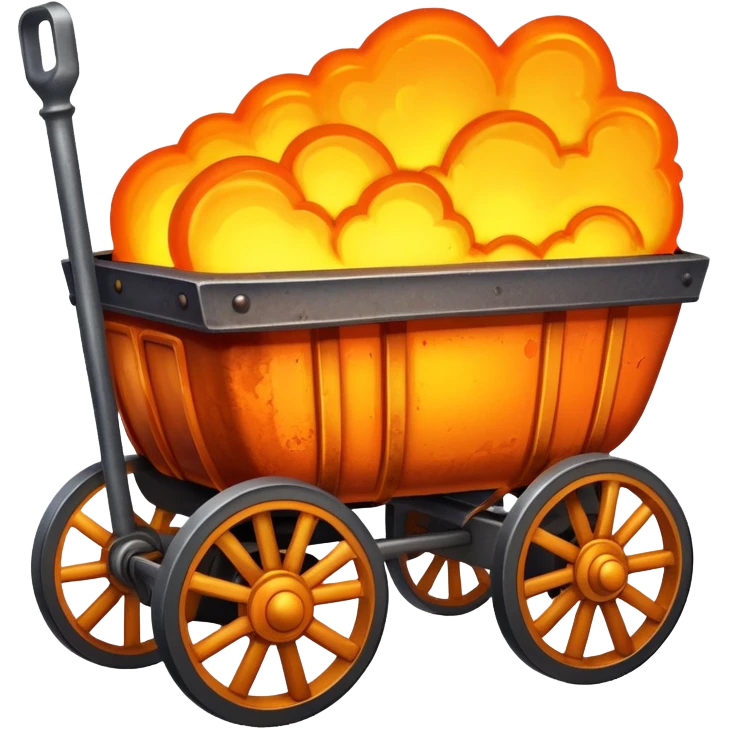 wagon with molten steel inside, glowing orange and yellow emoji