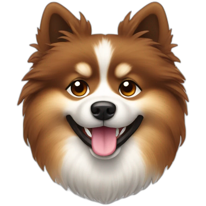 Spitz dog happy face only dark brown color hairy emoji