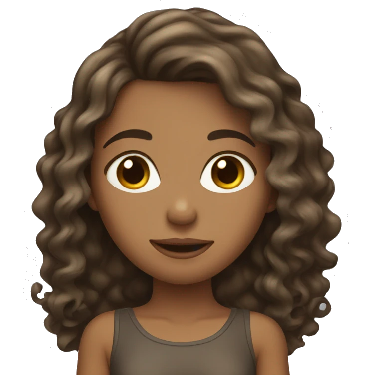Tan girl with brunette wavy hair emoji