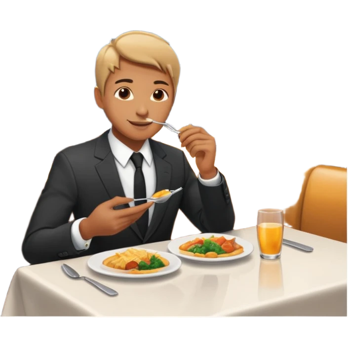 someone who eats in restaurants high above the city with the city on the background
 emoji