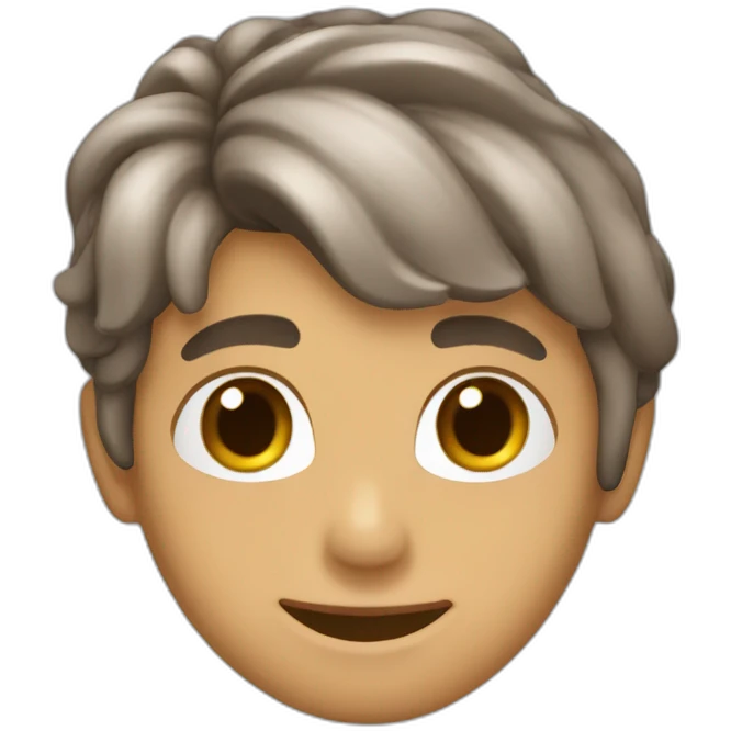 Chico enamorado con el pelo de lado color cafe y piel blanca emoji
