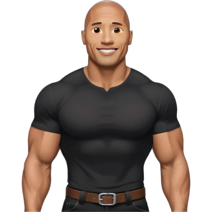 Draw Dwayne Johnson in a fitted shirt, muscular build & confident smile emoji