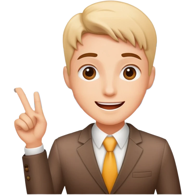 Enthusiastic salesperson with sales chart showing success emoji