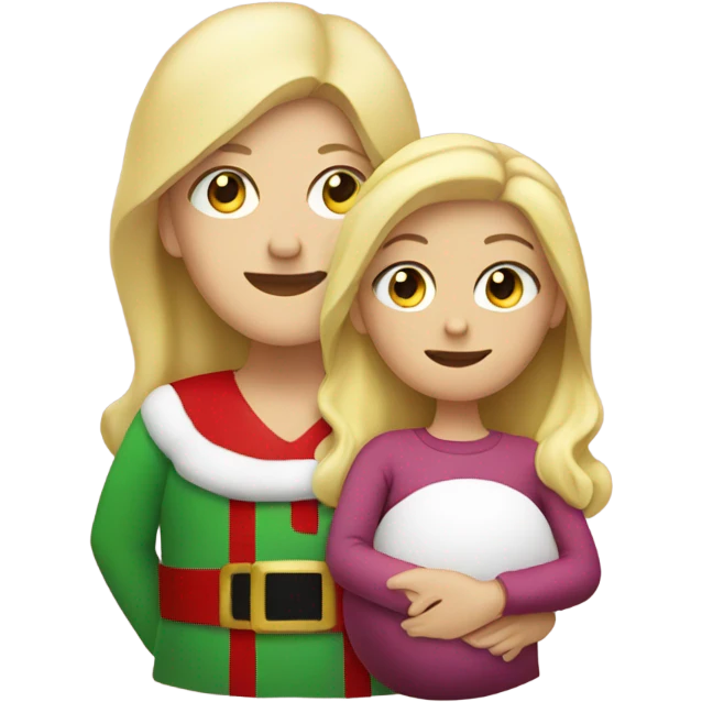 blonde pregnant woman with santa emoji