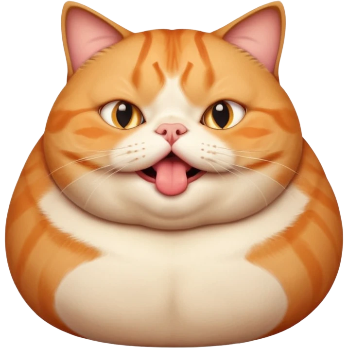 fat obese cat with huge bulging eyes and giant tongue out emoji
