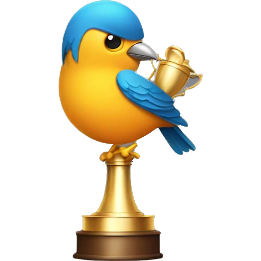 Bird holding a trophy emoji
