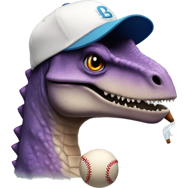 dinosaur with baseball hat and smoking  emoji