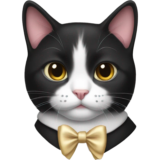 tuxedo cat wearing a bow emoji