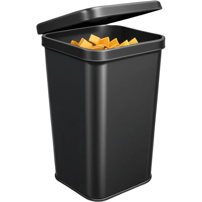 Black square trash can with opened lid emoji