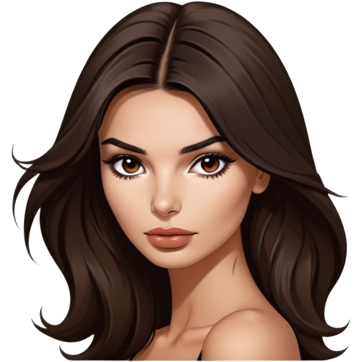 Emily Ratajkowski, glamorous brunette model with sultry expression, high cheekbones, and long dark hair emoji