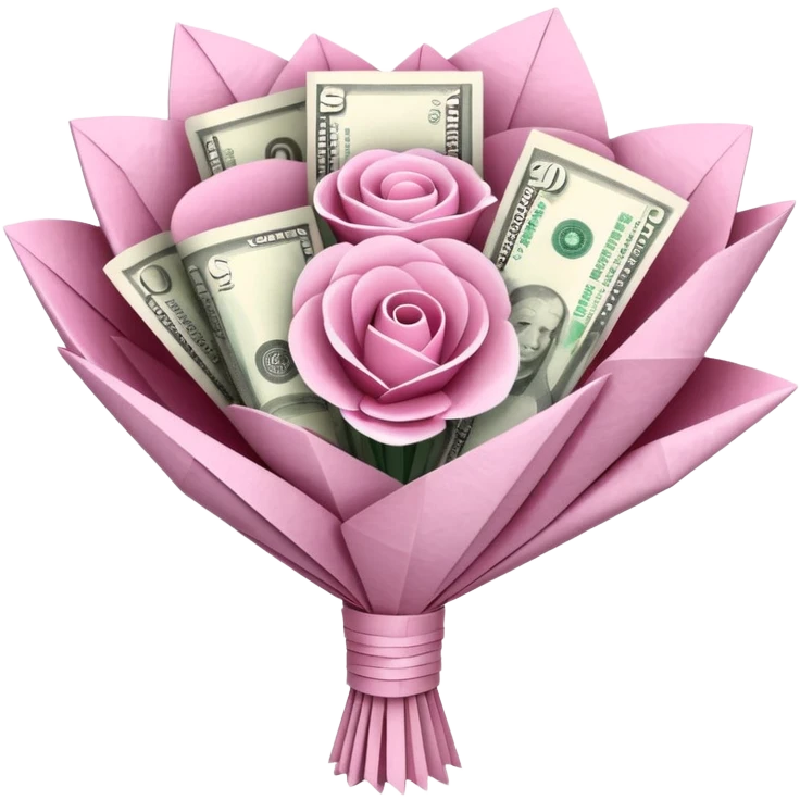 pretty pink bouquet made of money emoji