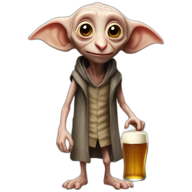 Dobby qui boit une bière  emoji