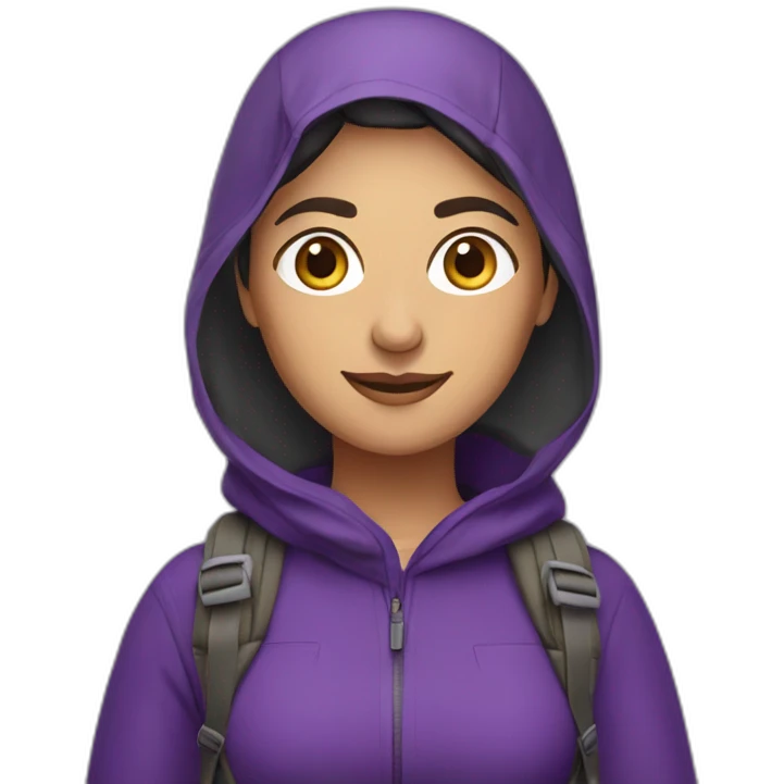 Armenian women in purple clothing with the rucksack emoji