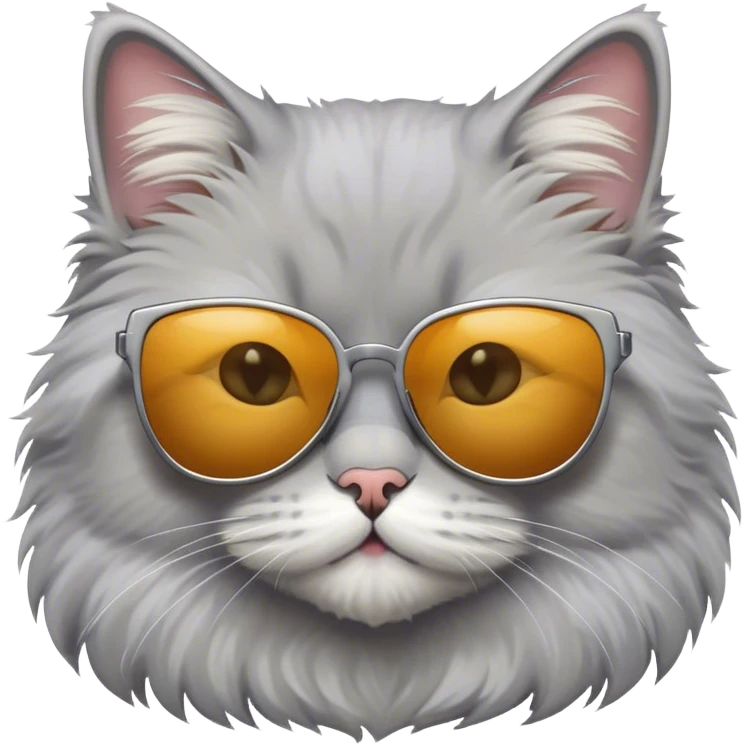 Grey fluffy cat with sunglasses  emoji
