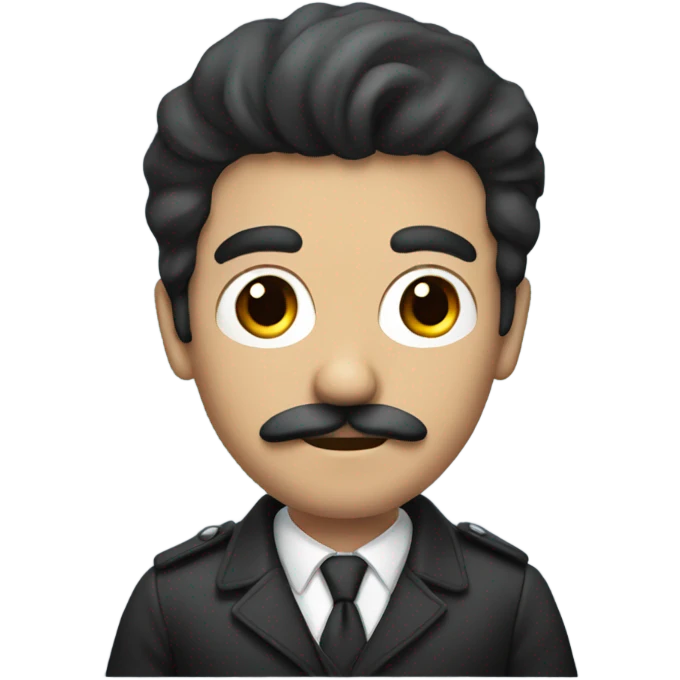 dark hair dark eye man with mustache sitting in car emoji