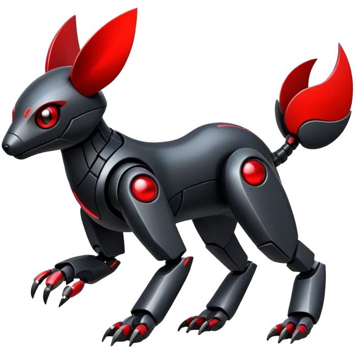 Modern futuristic black dark fakemon-animal-creature with red accents emoji
