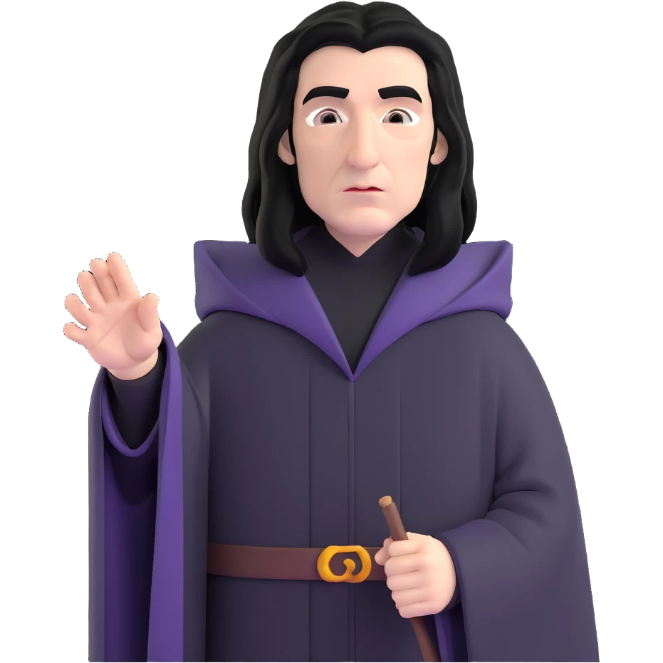 Professor Snape with long black hair, stern expression, wearing black wizard robes emoji