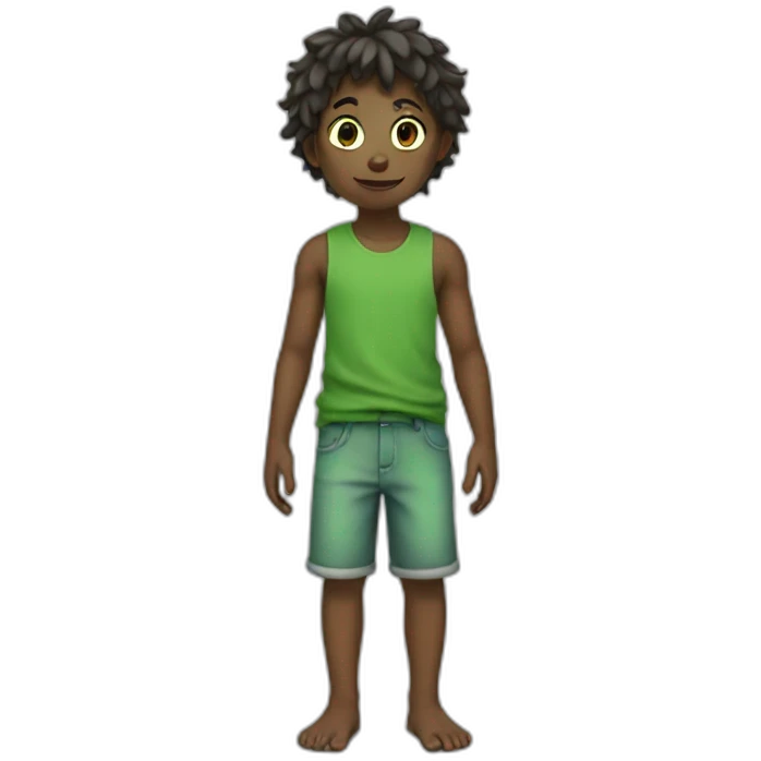 green skin boy standing barefoot emoji