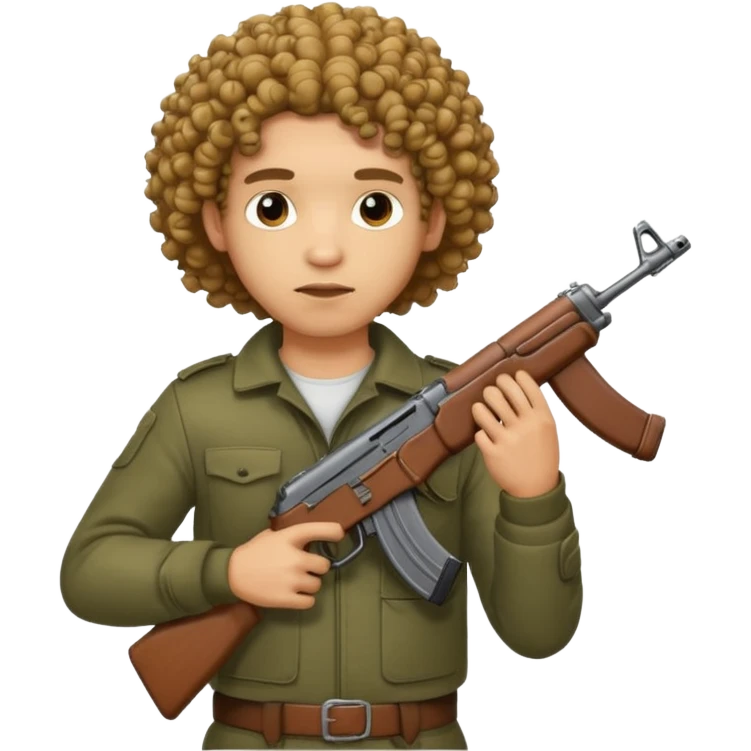 AK47 in hand, light skin male with curly hair  emoji