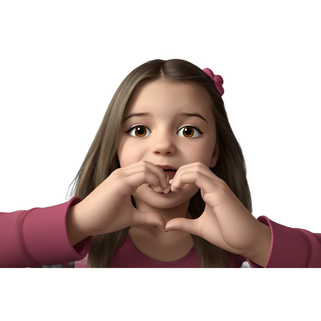 girl making heart with hands emoji
