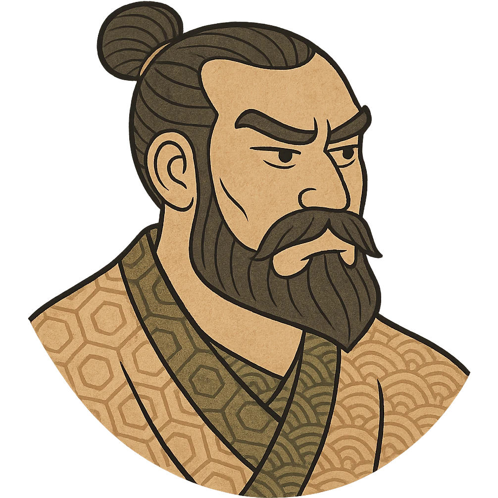 A thick, angular beard and mustache, ukiyo-e style, suitable for Twitch users. emoji