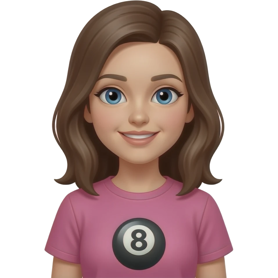 Girl with pink 8 ball pool shirt emoji