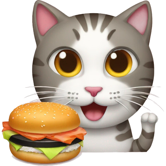 Cat eating burger sushi emoji