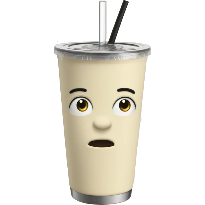 Cream Stanley tumbler with straw  emoji