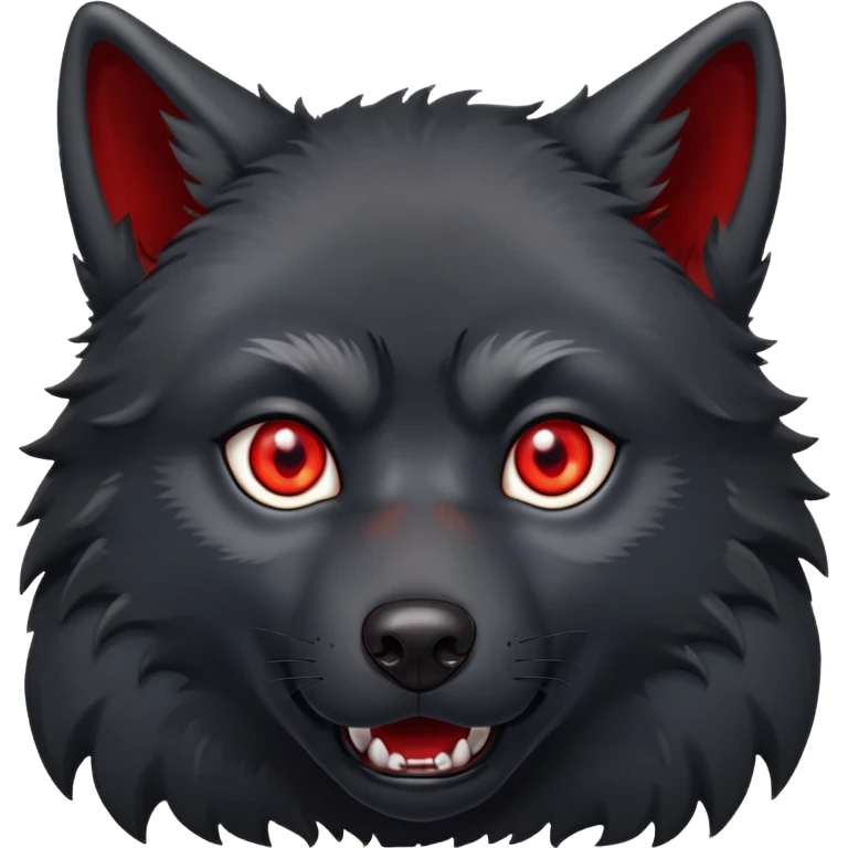 surprised shocked black wolf with red eyes emoji