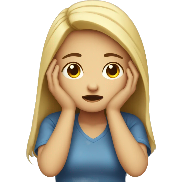 Girl holding head in pain emoji