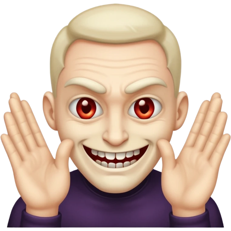 Mischievous evil man with hands infront of face emoji