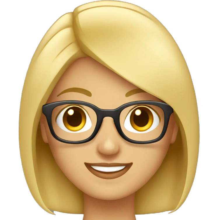 profesora rubia de pelo corto con gafas muy sonriente emoji