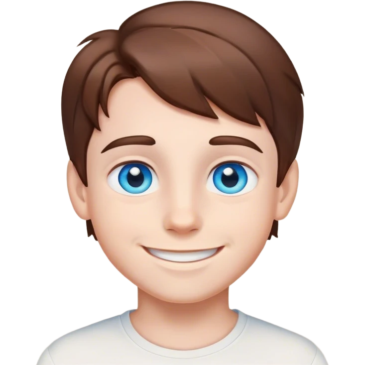 smiling boy with blue eyes and brown hair emoji