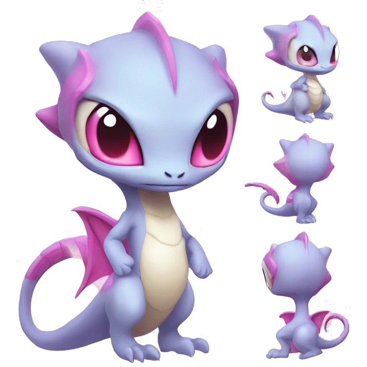 White, Chibi, White body, Anthro-Sona-Lizard-Alien-Salazzle-Mew-Fakémon, with pink eyes, Full Body emoji