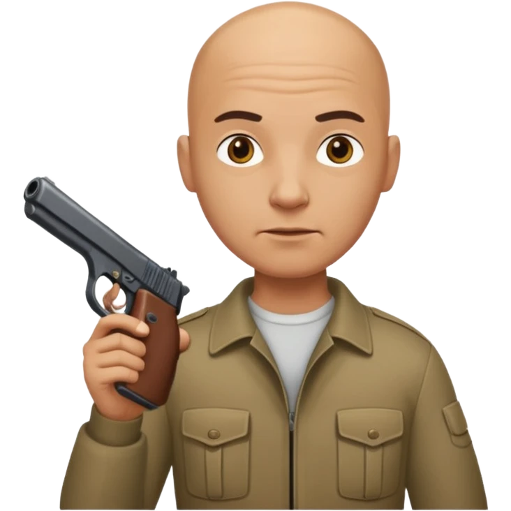 Bald guy holdin gun emoji