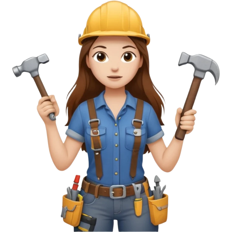 beautiful girl with long brown hair renovating her apartment emoji