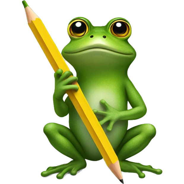 frog holding a yellow pencil emoji