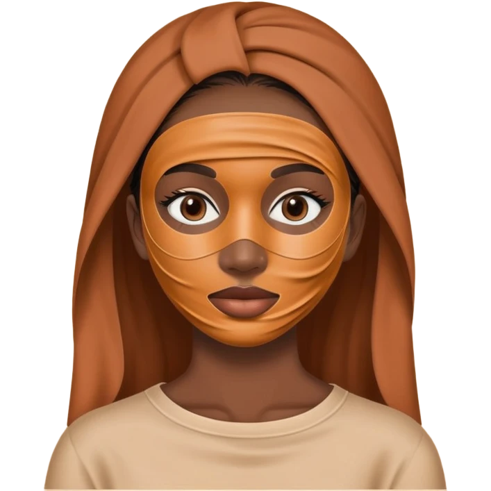 girl wearing skincare clay mask covering face emoji